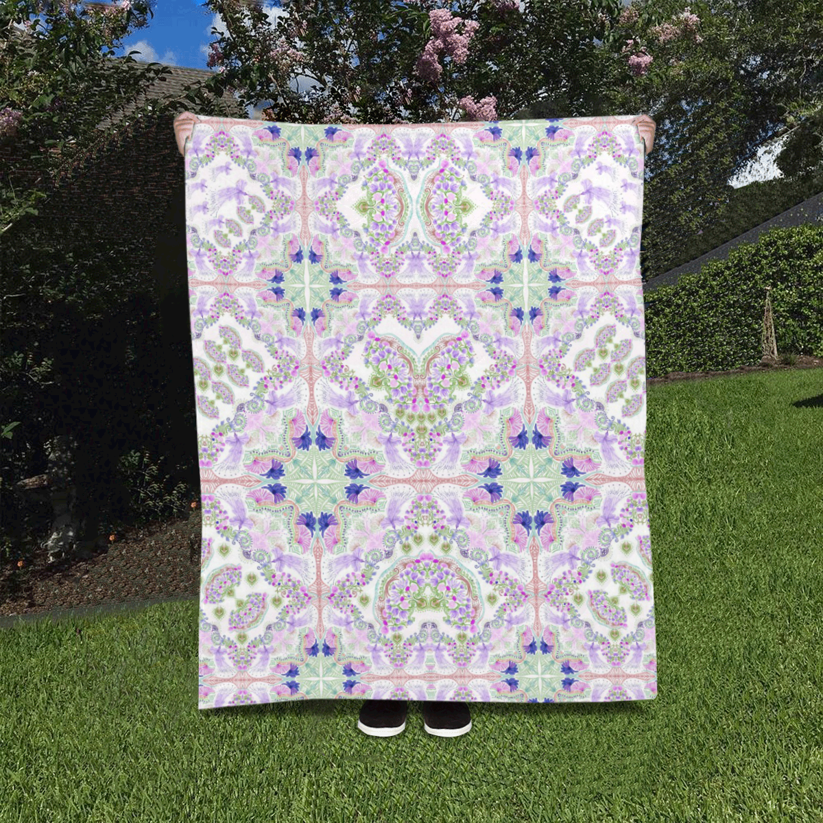 sweet nature- purple Quilt 40"x50"
