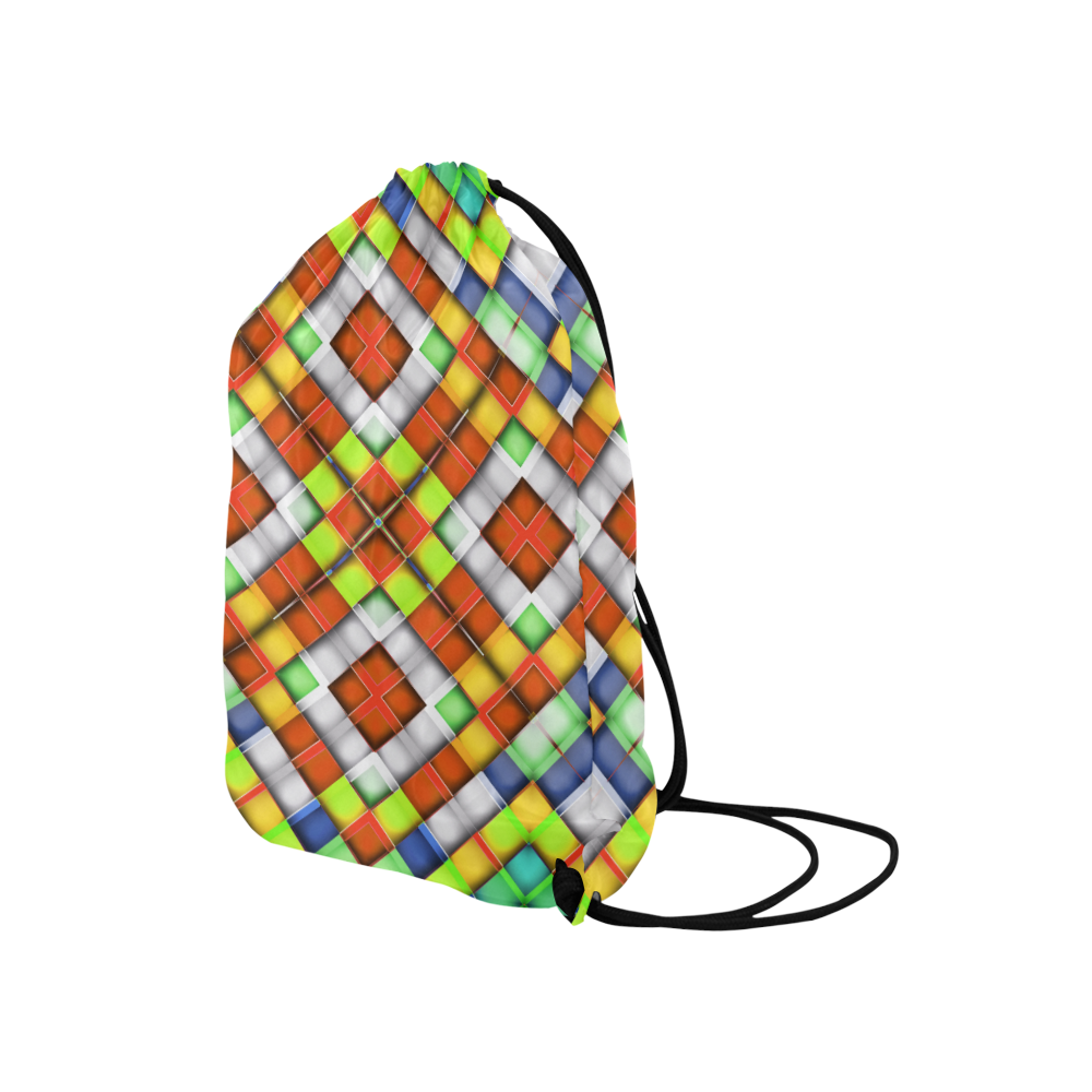 colorful geometric pattern Medium Drawstring Bag Model 1604 (Twin Sides) 13.8"(W) * 18.1"(H)