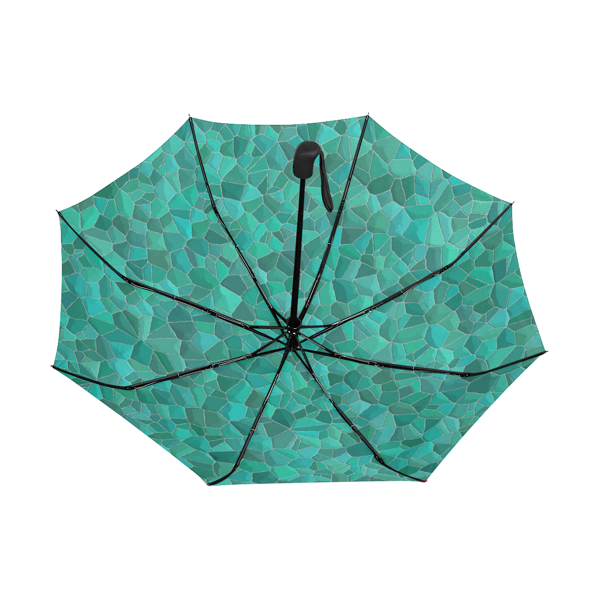 Turquoise Anti-UV Auto-Foldable Umbrella (Underside Printing) (U06)