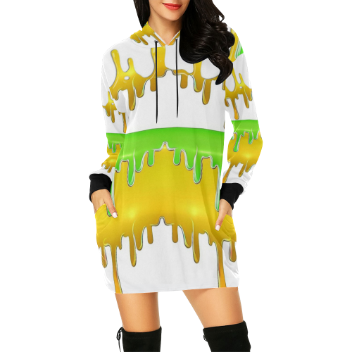 dripping paint in colors All Over Print Hoodie Mini Dress (Model H27)