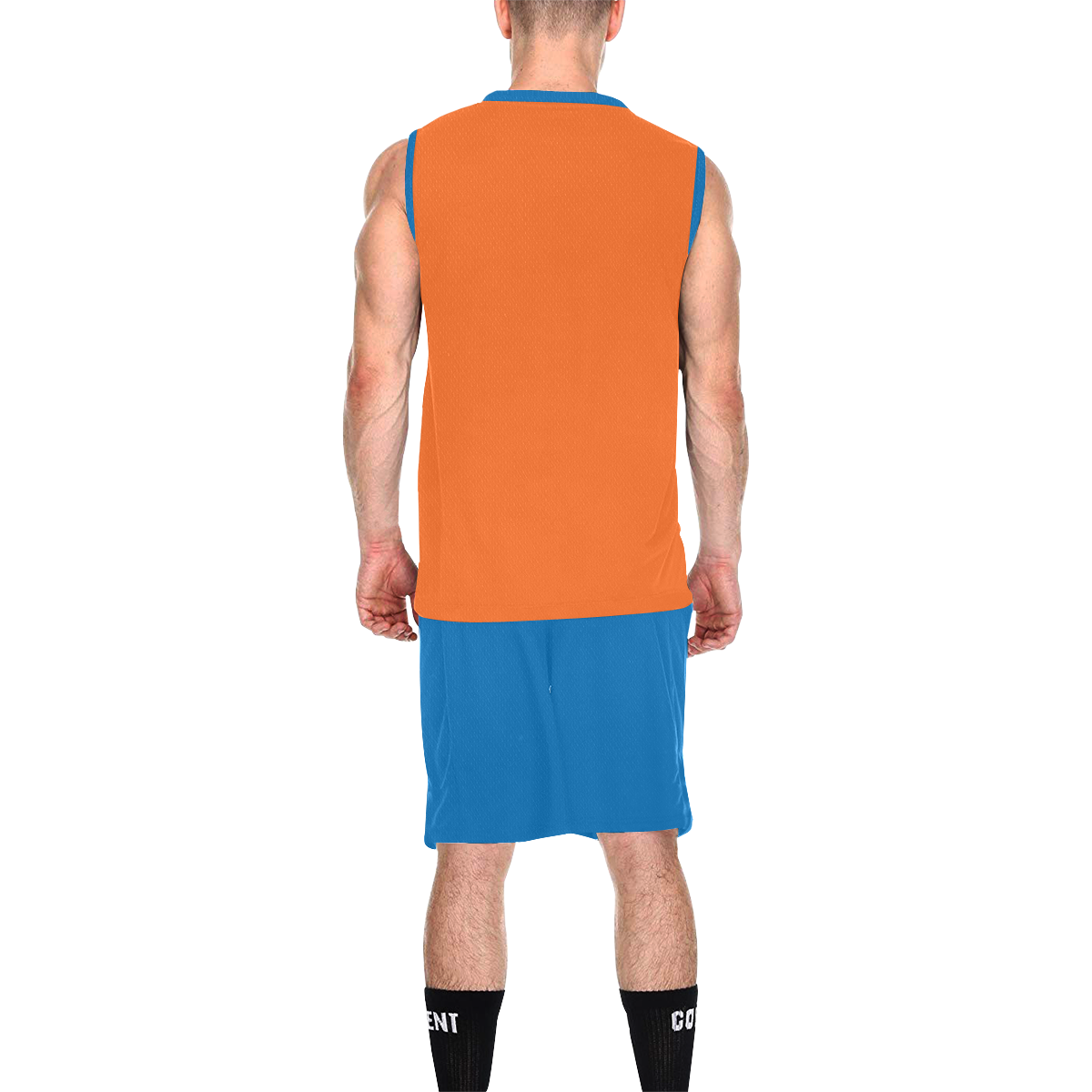 Basketball Sports Cyan Blue and Orange All Over Print Basketball Uniform