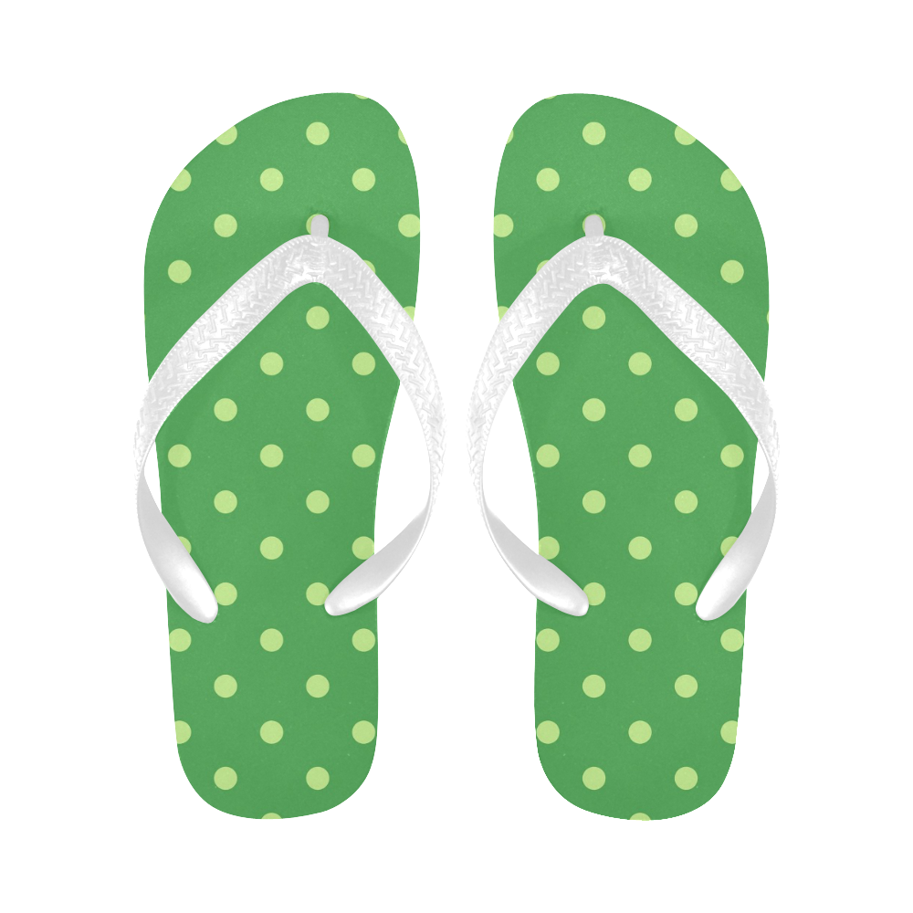 Green Polka Dots Flip Flops for Men/Women (Model 040)