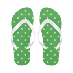 Green Polka Dots Flip Flops for Men/Women (Model 040)