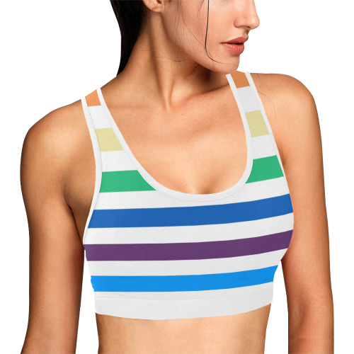 Rainbow Stripes with White Women's All Over Print Sports Bra (Model T52)