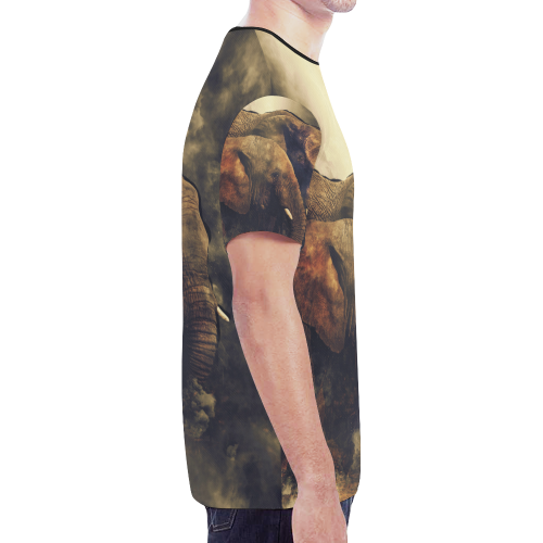 Pair of African Elephants in Cosmic Mystery Shroud New All Over Print T-shirt for Men (Model T45)