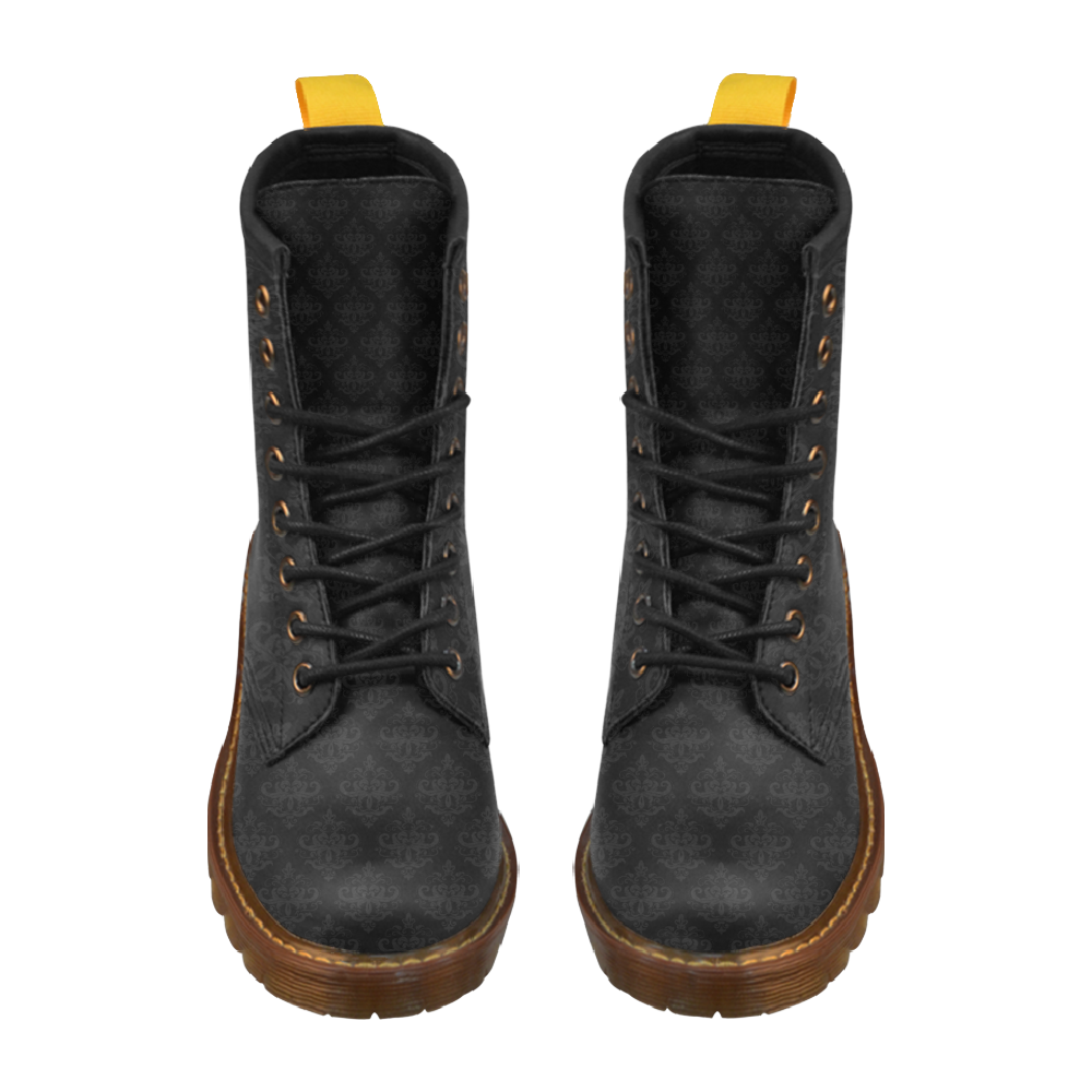 Black on Black Pattern High Grade PU Leather Martin Boots For Men Model 402H