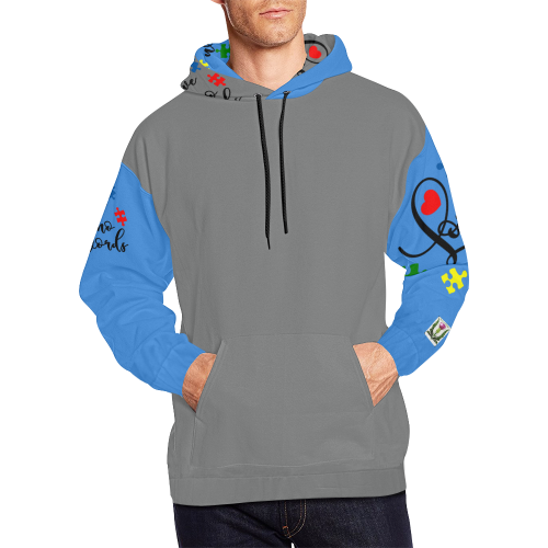 Fairlings Delight's Autism- Love has no words Men's Hoodie 53086H1 All Over Print Hoodie for Men (USA Size) (Model H13)
