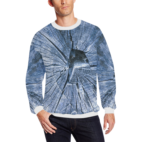 Asymmmetric Blue tile tree All Over Print Crewneck Sweatshirt for Men/Large (Model H18)