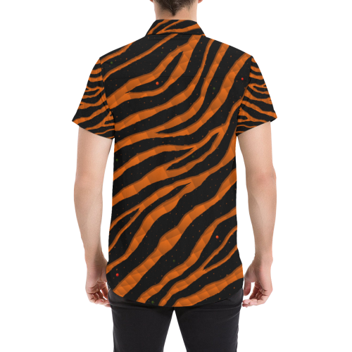 Ripped SpaceTime Stripes - Orange Men's All Over Print Short Sleeve Shirt/Large Size (Model T53)