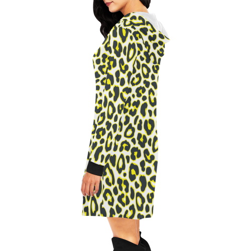 leopard tunic hood All Over Print Hoodie Mini Dress (Model H27)