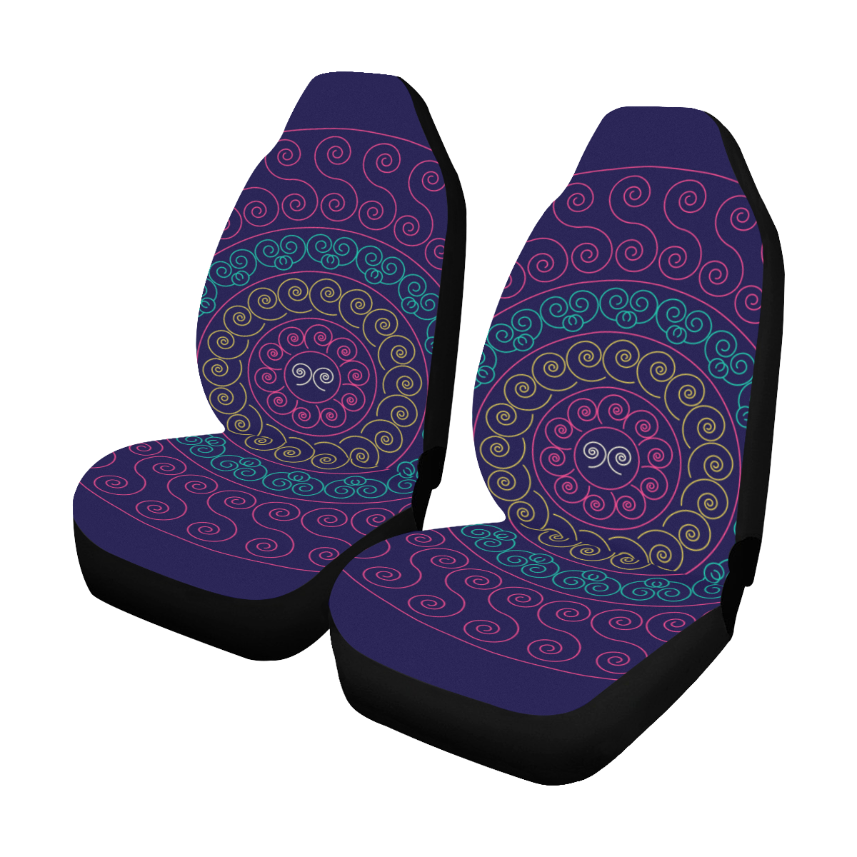 simply pink circular design mandala Car Seat Covers (Set of 2)