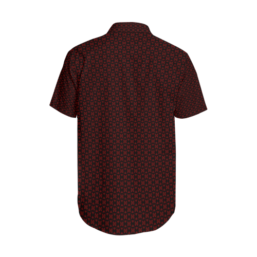 Satanic Love Pattern Satin Dress Shirt Men's Short Sleeve Shirt with Lapel Collar (Model T54)