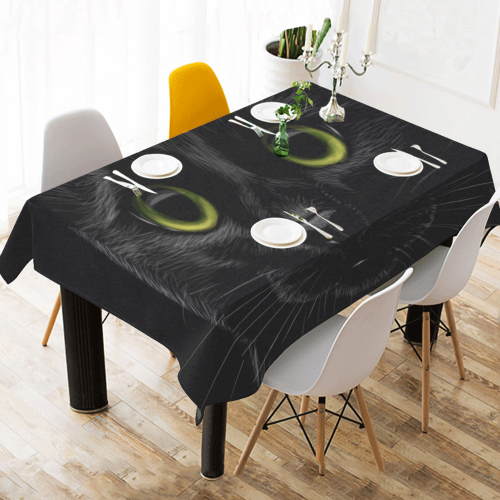 Black Cat Cotton Linen Tablecloth 60" x 90"
