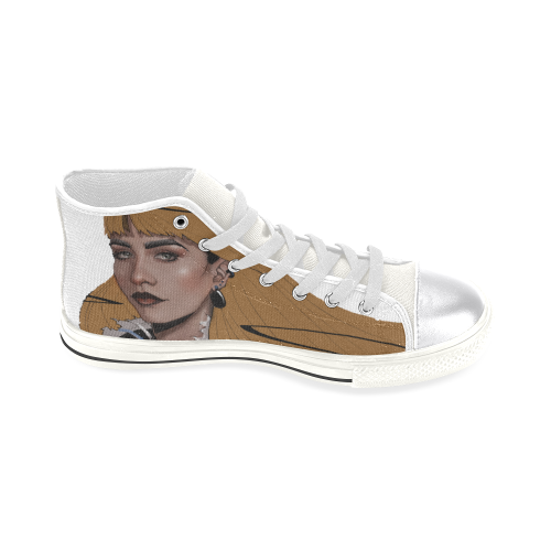 Penelope white Women's Classic High Top Canvas Shoes (Model 017)