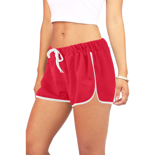 color Spanish red Women's All Over Print Relaxed Shorts (Model L19)