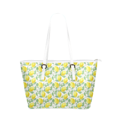 Lemons And Butterfly Leather Tote Bag/Large (Model 1651)