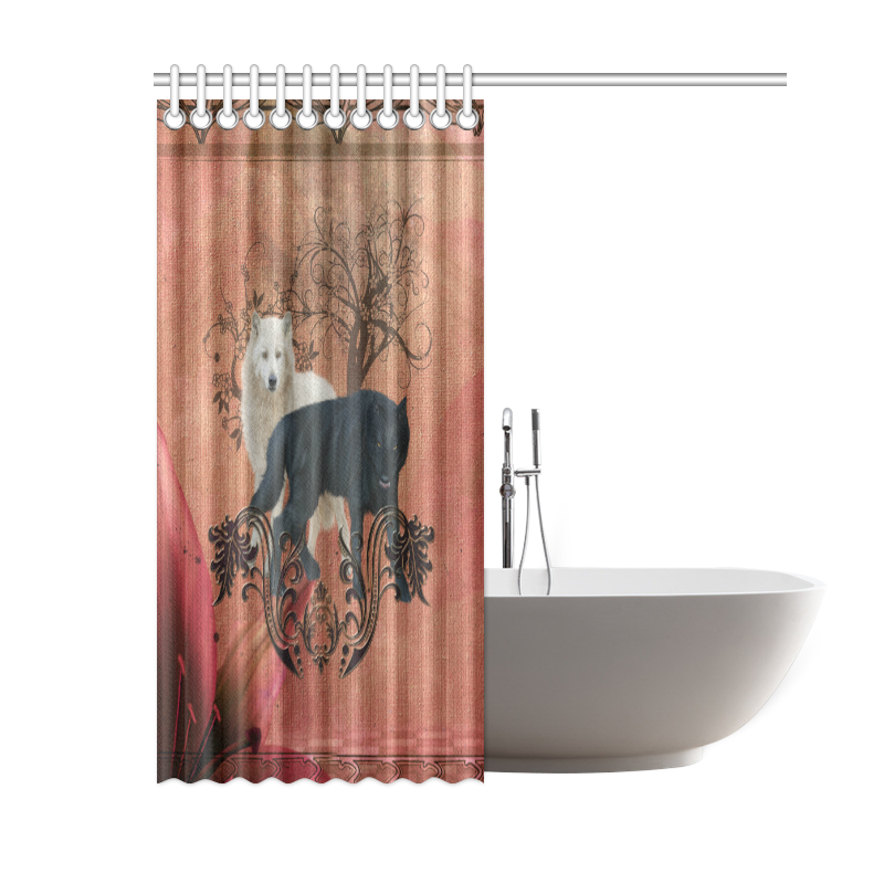 Awesome black and white wolf Shower Curtain 60"x72"