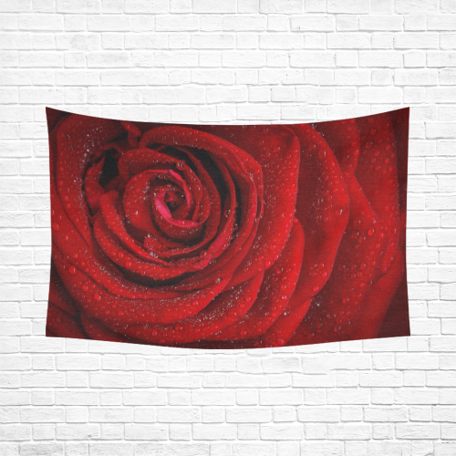 Red rosa Cotton Linen Wall Tapestry 90"x 60"
