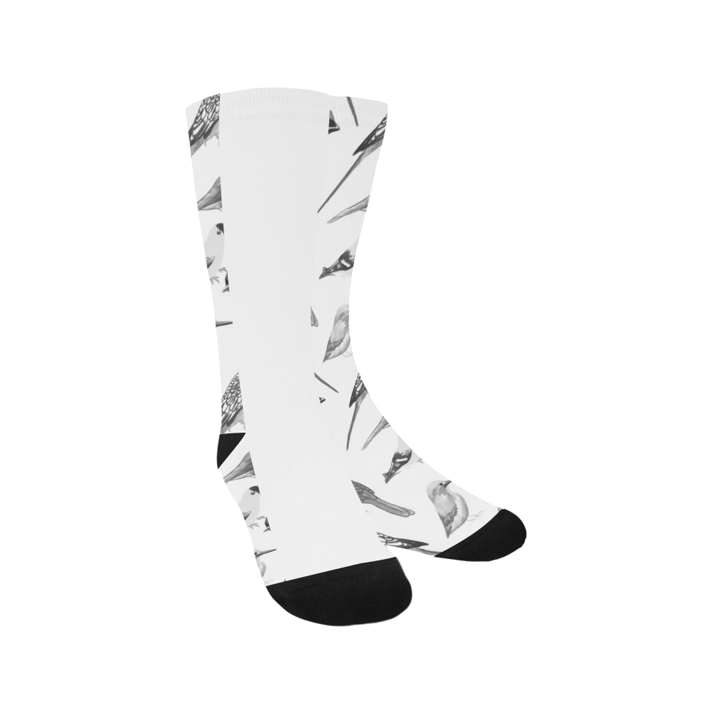 Black and white birds Men's Custom Socks