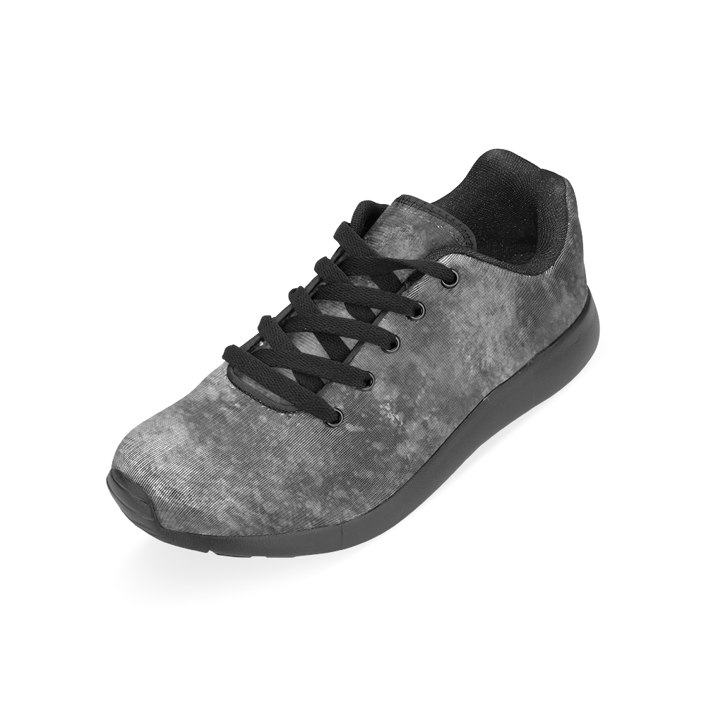 Black Grunge Men's Running Shoes/Large Size (Model 020)