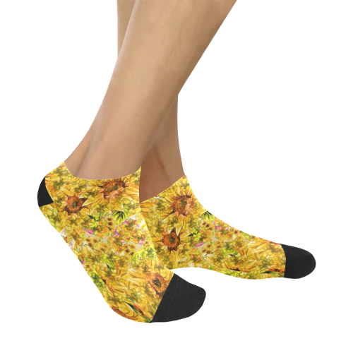 Orange Yellow Sunflowers Women's Ankle Socks