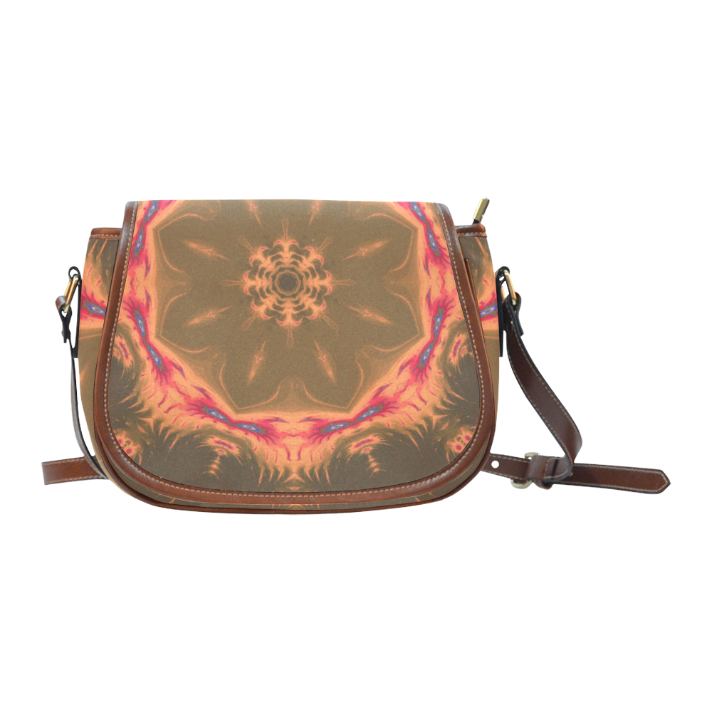 Red-Orange Mandala Saddle Bag/Small (Model 1649) Full Customization