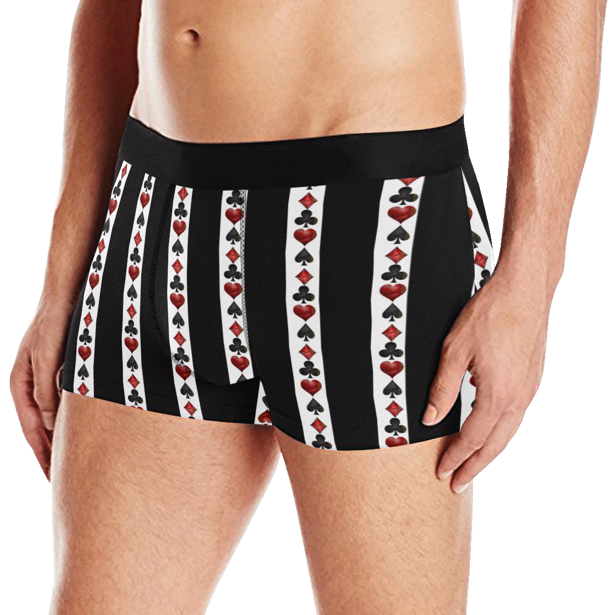 Playing Card Symbols Stripes Men's Boxer Briefs with Merged Design (Model  L10)