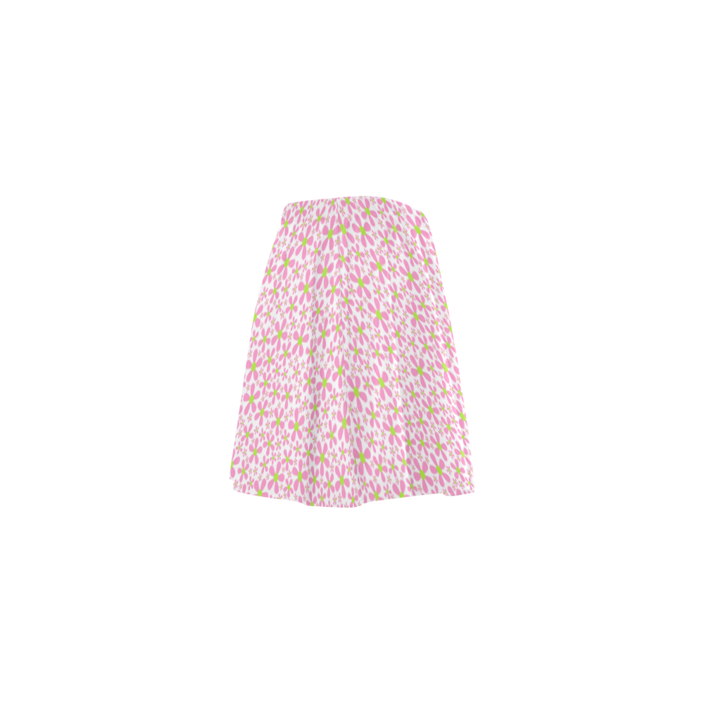 Petit fleur pattern on white VAS2 Mini Skating Skirt (Model D36)
