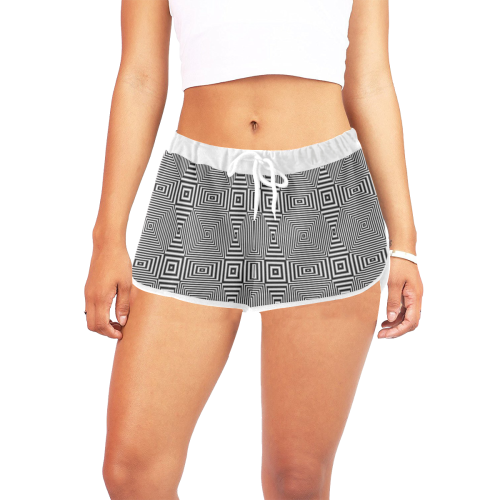 Striped geometric pattern White Edging Version Women's All Over Print Relaxed Shorts (Model L19)