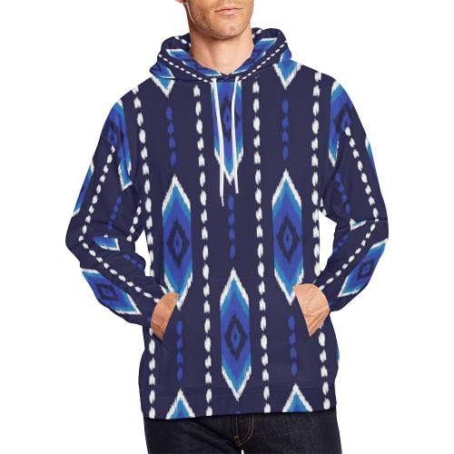 Blue Aztec All Over Print Hoodie for Men/Large Size (USA Size) (Model H13)