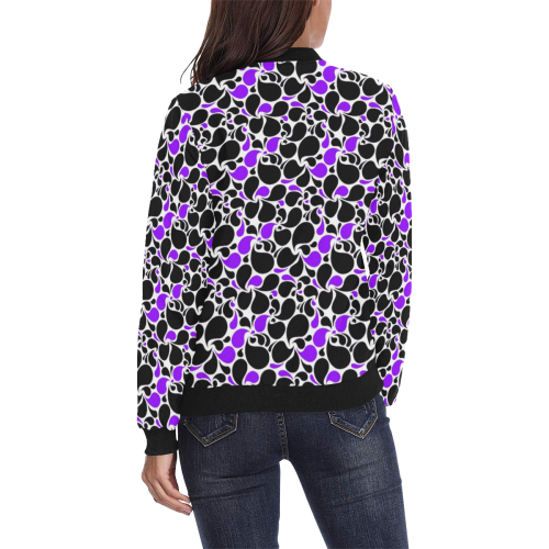 purple black paisley All Over Print Bomber Jacket for Women (Model H36)