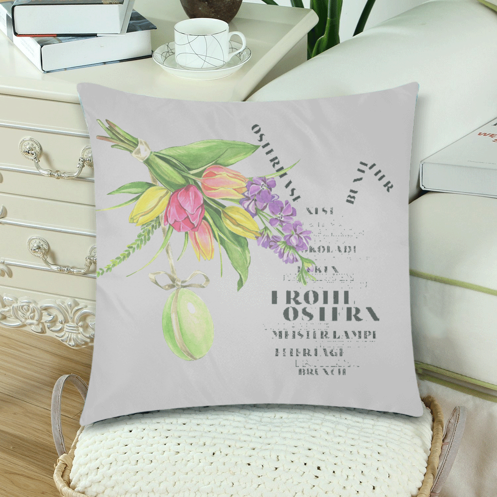 Frohe Ostern Custom Zippered Pillow Cases 18"x 18" (Twin Sides) (Set of 2)