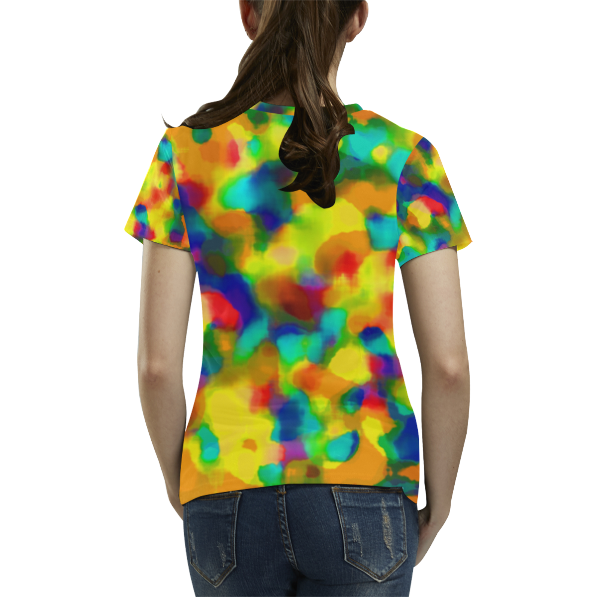 Colorful watercolors texture All Over Print T-Shirt for Women (USA Size) (Model T40)