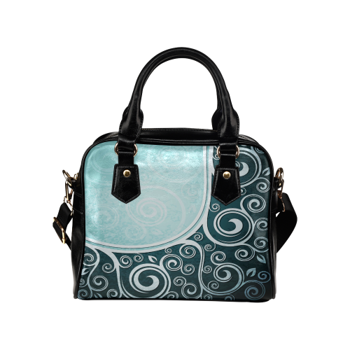 Abstract-Vintage-Floral-Blue Shoulder Handbag (Model 1634)