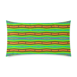 Bright Green Orange Stripes Pattern Abstract Custom Rectangle Pillow Case 20"x36" (one side)
