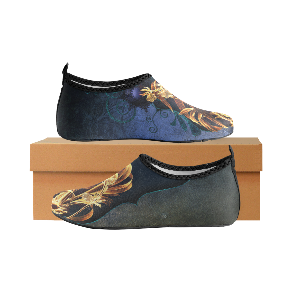 Beautiful flowers on vintage background Men's Slip-On Water Shoes (Model 056)