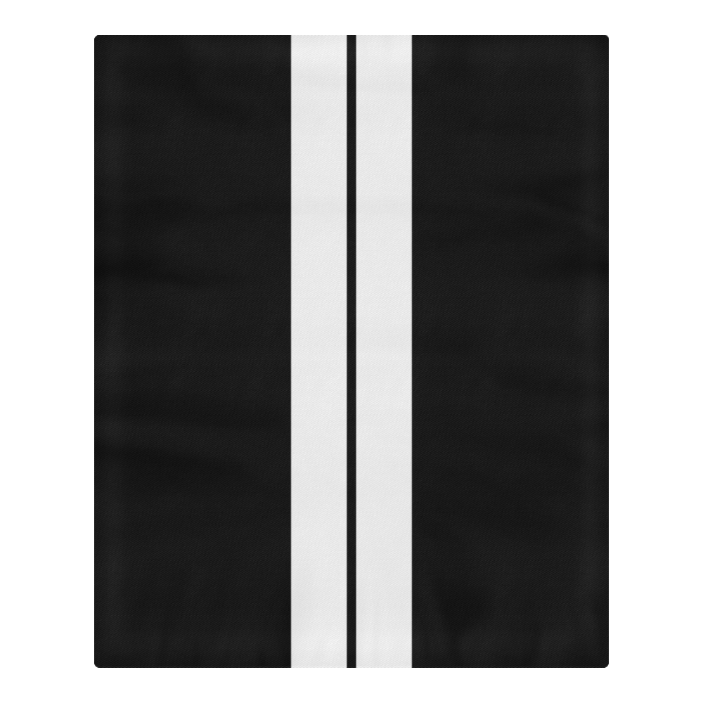 Race Car Stripe Center Black with White 3-Piece Bedding Set