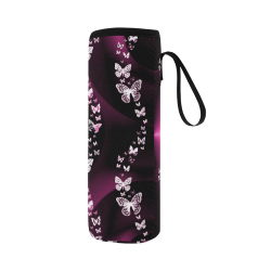 Pink Butterfly Swirl Neoprene Water Bottle Pouch/Large