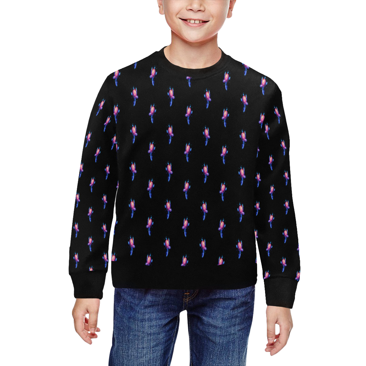 glowing turtles All Over Print Crewneck Sweatshirt for Kids (Model H29)