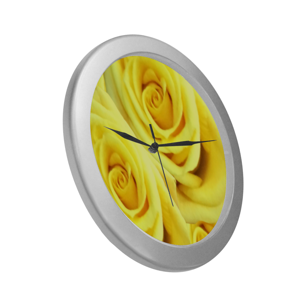 Candlelight Roses Silver Color Wall Clock