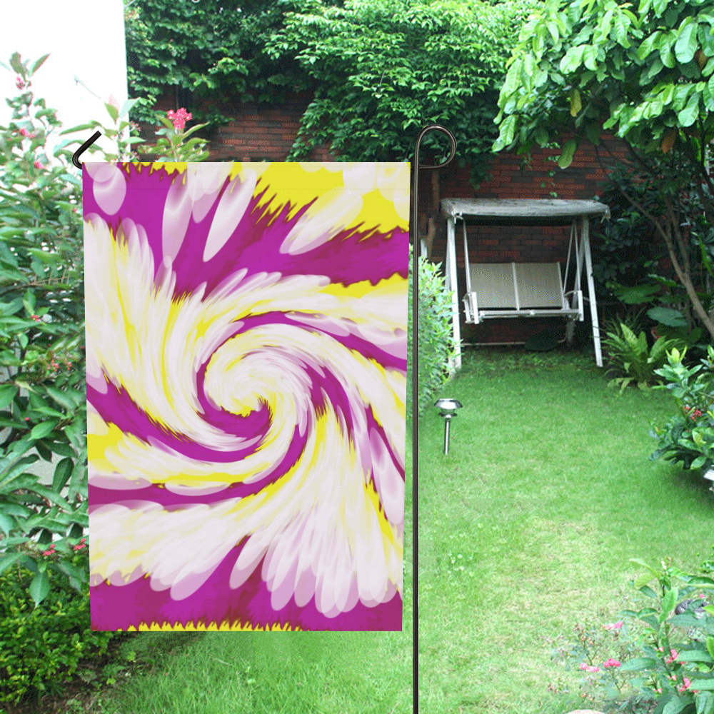 Pink Yellow Tie Dye Swirl Abstract Garden Flag 12‘’x18‘’（Without Flagpole）