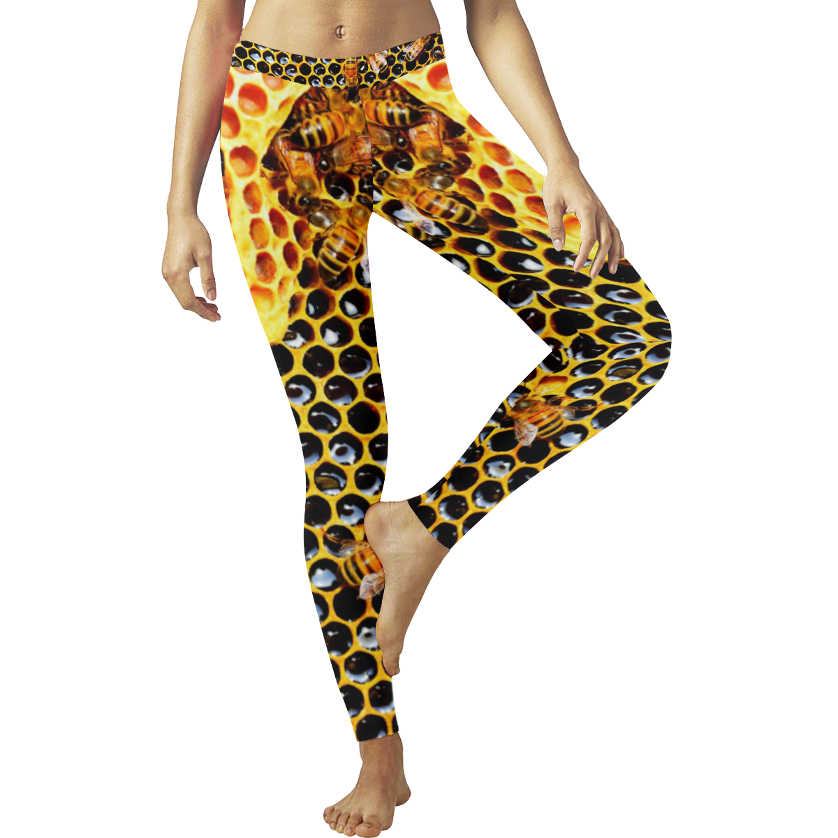 HONEY BEES 5 Women's Low Rise Leggings (Invisible Stitch) (Model L05)