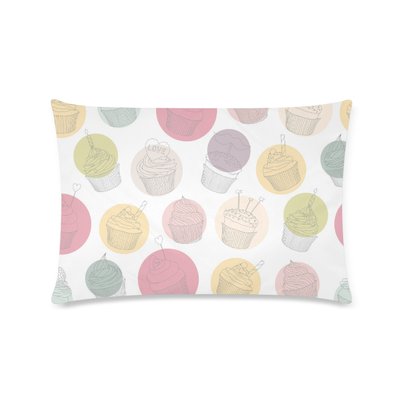 Colorful Cupcakes Custom Zippered Pillow Case 16"x24"(Twin Sides)