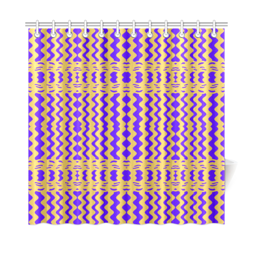 Purple Yellow Modern  Waves Lines Shower Curtain 72"x72"