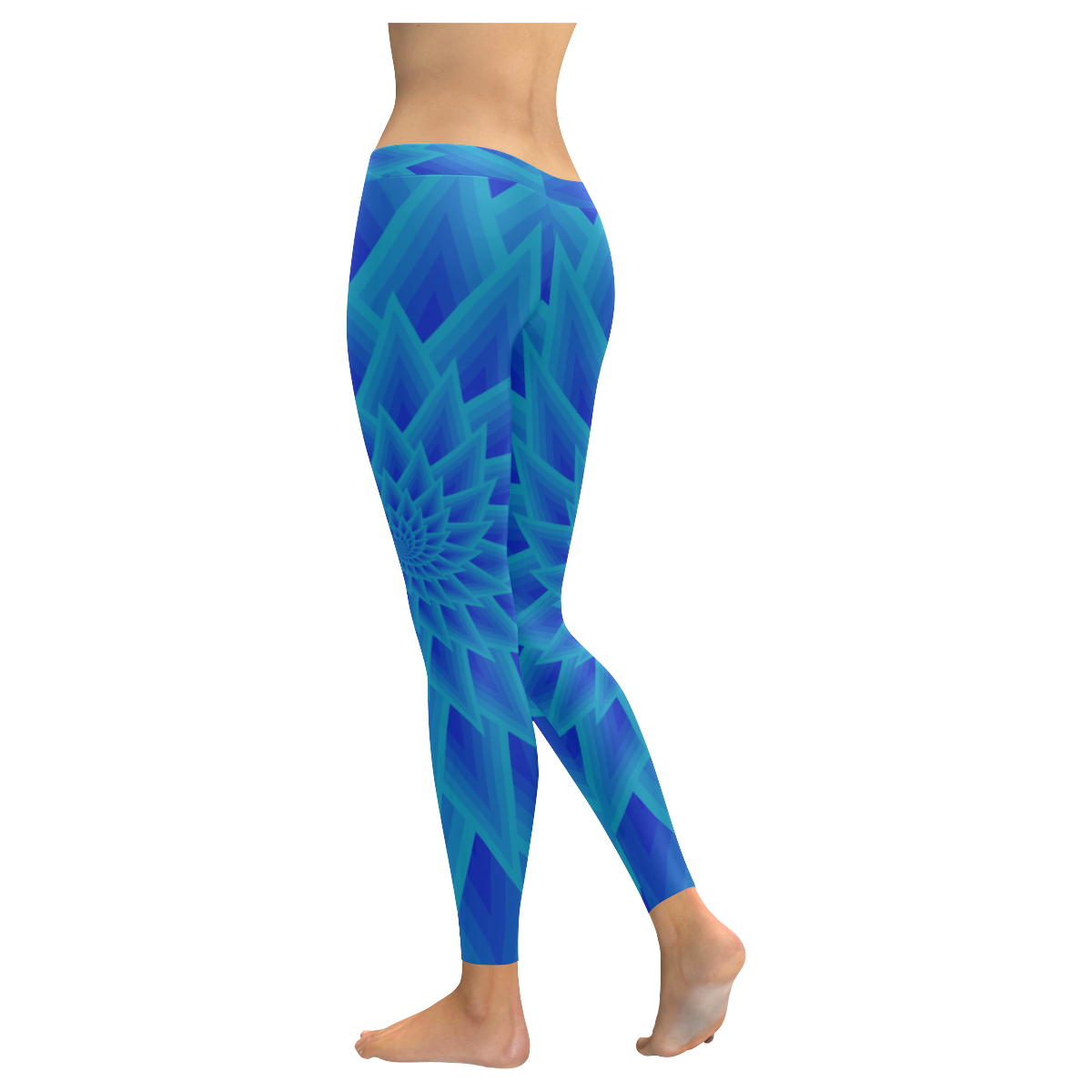 Royal blue georgina Women's Low Rise Leggings (Invisible Stitch) (Model L05)