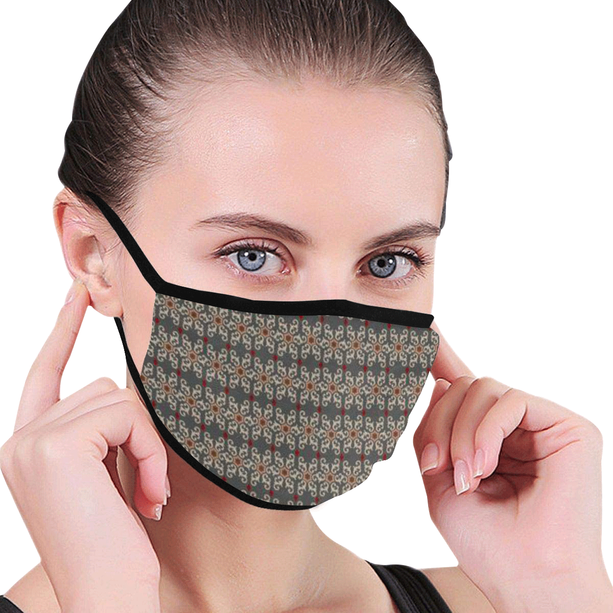 black and beige pattern Mouth Mask