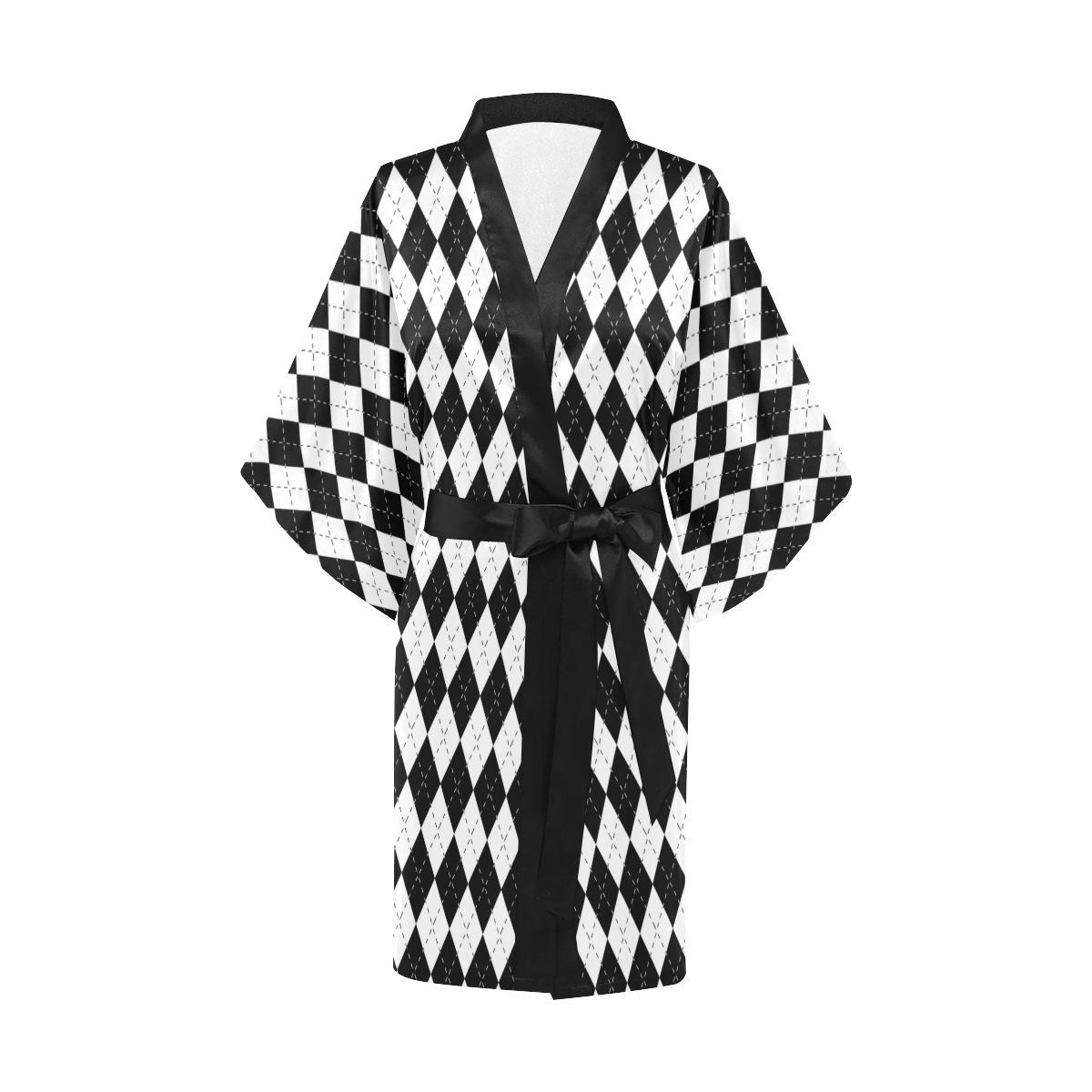 Black and White Harlequin Kimono Robe