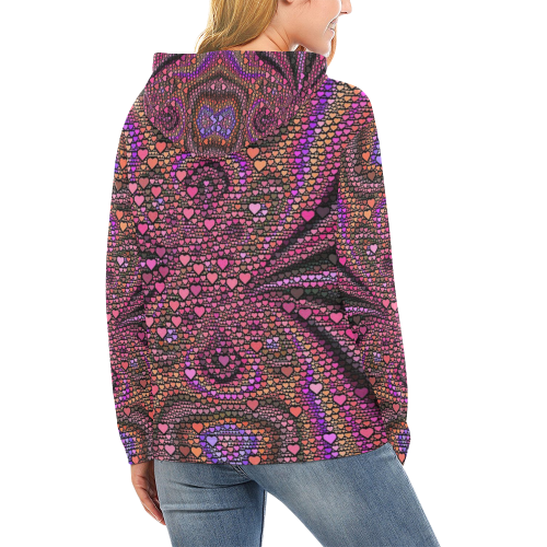 hearts everywhere B  by JamColors All Over Print Hoodie for Women (USA Size) (Model H13)