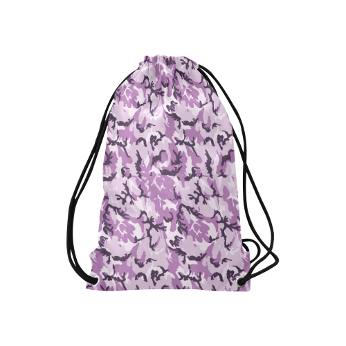 Woodland Pink Purple Camouflage Small Drawstring Bag Model 1604 (Twin Sides) 11"(W) * 17.7"(H)