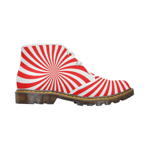 PEPPERMINT TUESDAY SWIRL Women's Canvas Chukka Boots/Large Size (Model 2402-1)